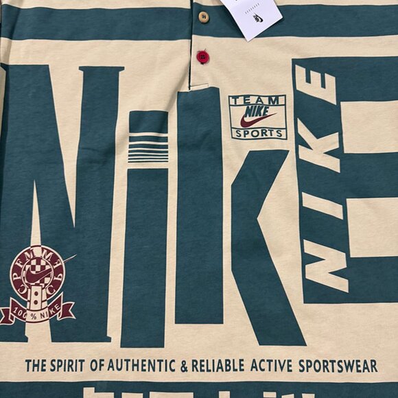 Nike Long-Sleeved Polo Shirt With Cream Green Lapel - Picture 3 of 5